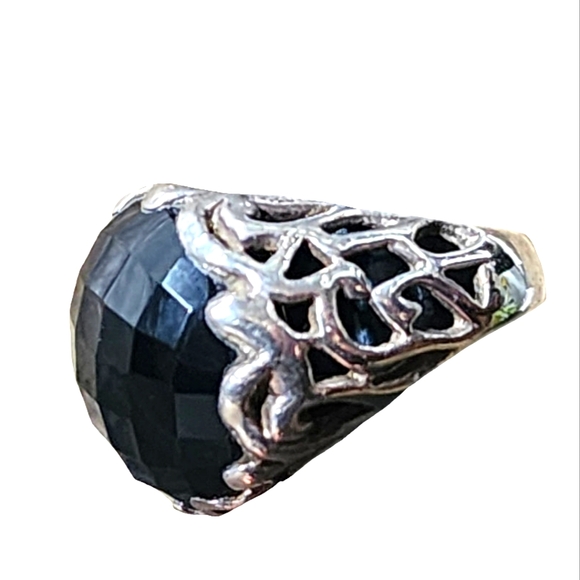 Sterling silver Big Dome chunky ring with black stone size 7 Fine Jewelry - Picture 4 of 7